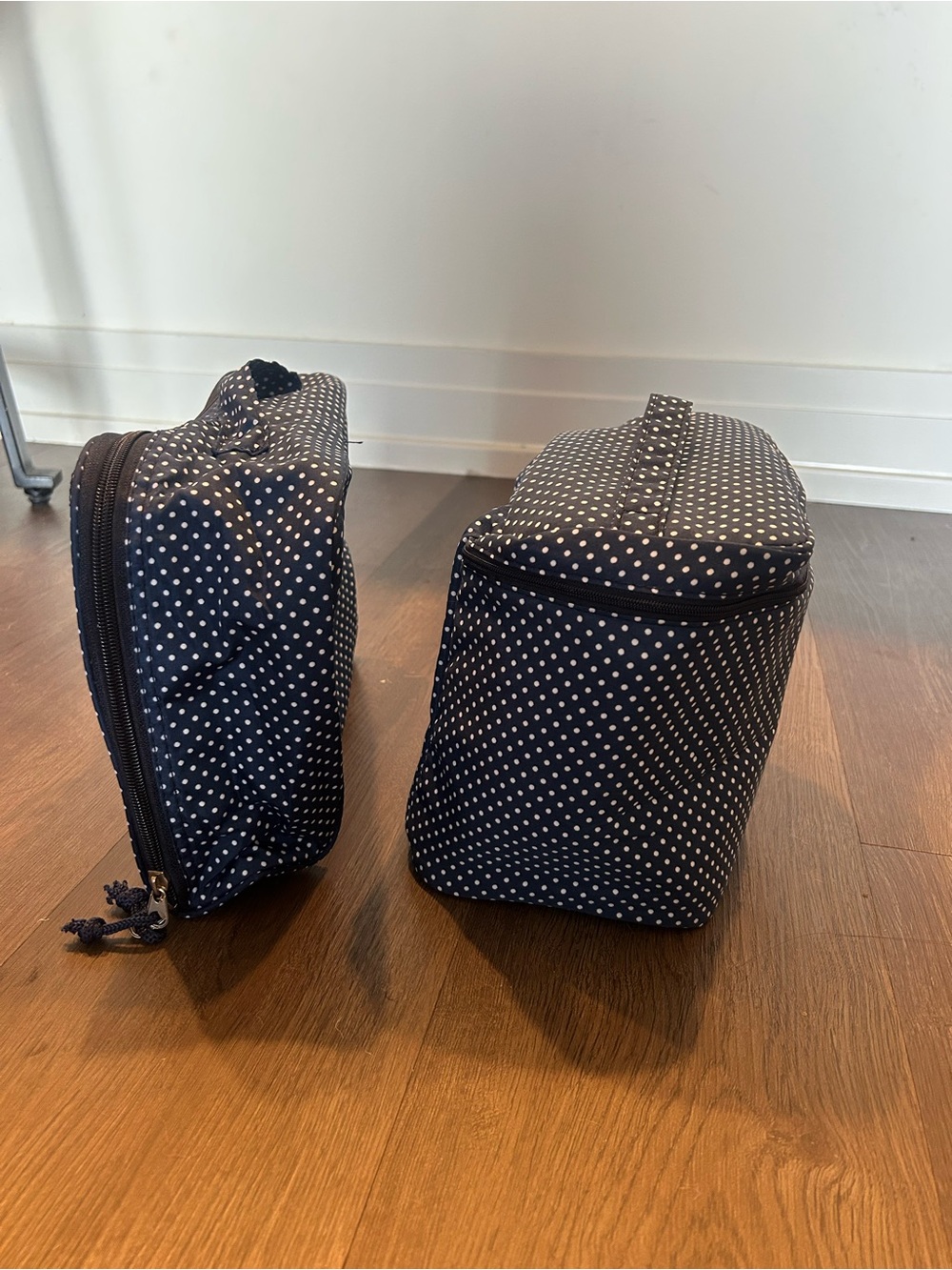 2 Polka Dot Navy Travel bags